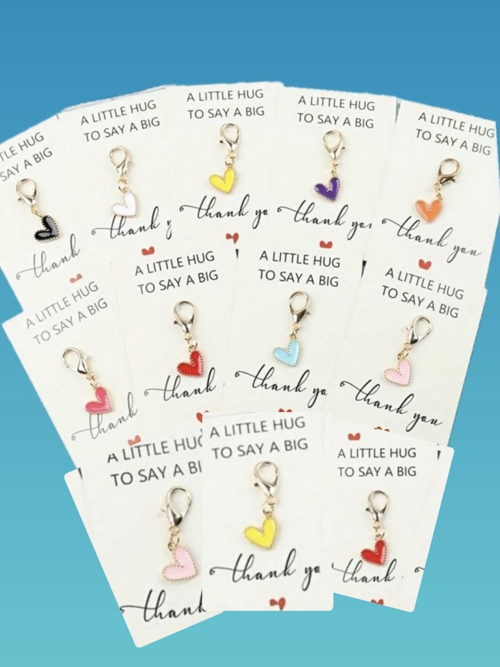 Set of 6 : Assorted Metal Heart Shaped Charm With Card